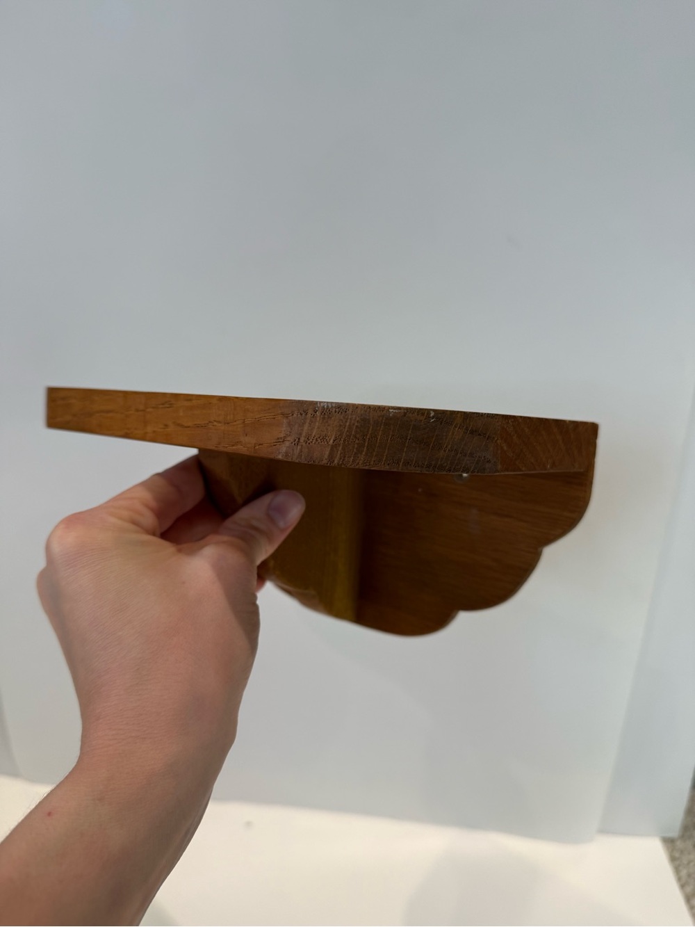 Vintage Small Wood Floating Shelf | Scalloped Edge Wall Decor Cottagecore - Picture 2 of 7